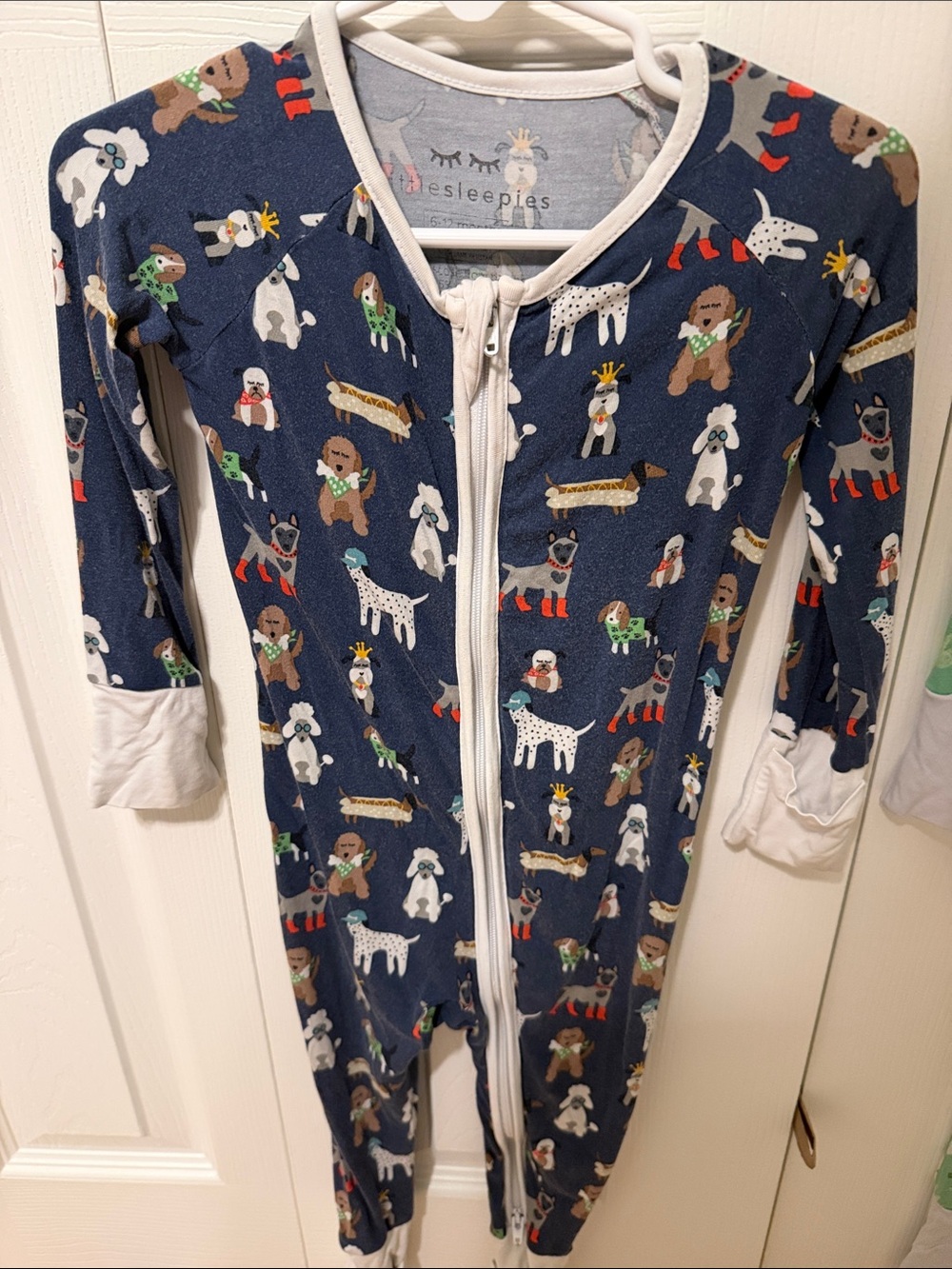 Little Sleepsies Gray Baby Zip One-Piece with Crowned Dog Graphic